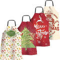 4 Pack Funny Christmas Kitchen Aprons for Women Men Adjustable Cooking Chef Aprons Waterproof Bib Aprons Cute Xmas Party Gift