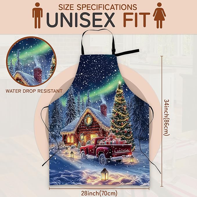 Cooking Apron for Women and Men,Adjustable Chef Bib Apron with 2 Pockets, Water and Oil Resistant for Kitchen Use
