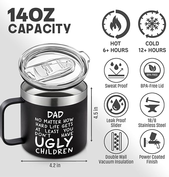 Christmas Gifts for Dad, Men - Gifts for Dad from Daughter, Son - Dads Birthday Gift Ideas, Happy Birthday gifts for Dads, Fathers - Best Dad Ever Gift, Present for dads - 14 Oz dad Mug