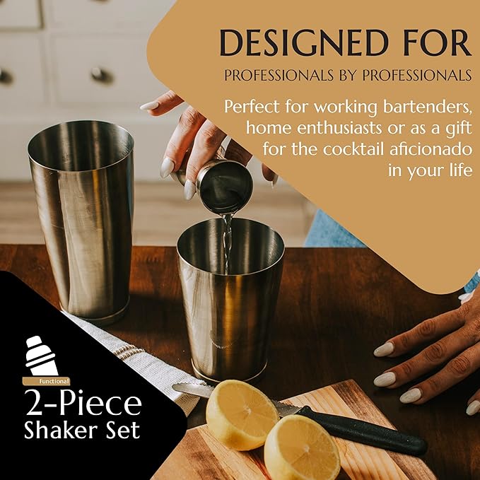 Bull in China 2-Piece Cocktail Shaker Copper - 28 oz Weighted Shaker & 18oz Weighted Cheater Tin, Professional Grade Bar Shaker, Premium Cocktail Shaker Set for Professional & Home Bartenders