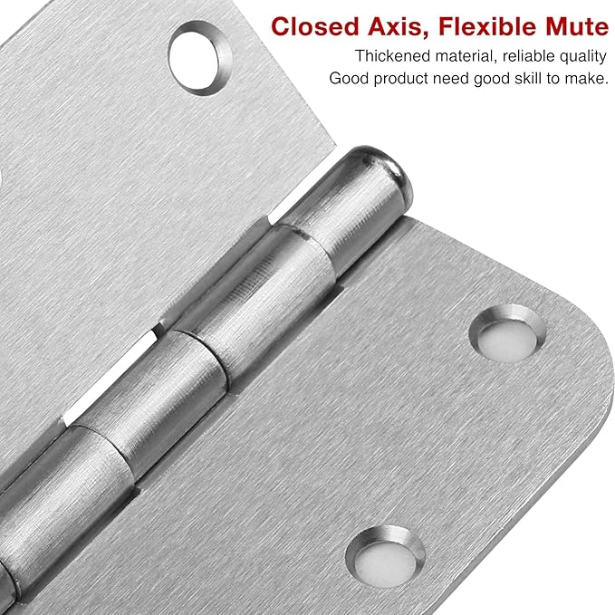100 Pack Door Hinges Satin Chrome 3.5 Inch 5/8" Radius 3 1/2 Interior Hinge Like Brushed Nickel 3.5" Rounded Bifold Standard Bedroom Indoor for Doors Dorm Indoor Garage Factory Apartment Decor