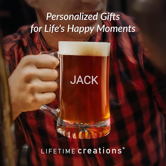 Lifetime Creations Engraved Personalized Name Beer Mug 25 oz - Stein with Name, Monogrammed Beer Lover Groomsmen Gift, Dishwasher Safe, Made in USA
