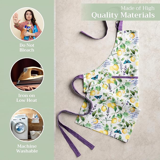 Maison d' Hermine 100% Cotton Apron for women with Pocket Kitchen Chef Apron for Men Cooking Gardening Server Waitress