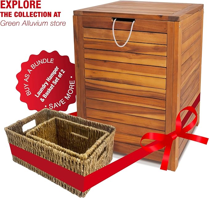 Wicker Basket Set – Stackable Storage Bins for Organizing Pantry & Kitchen – 1 Large Basket + 2 Small Baskets with Handle – Wicker Storage Baskets for Shelves & More