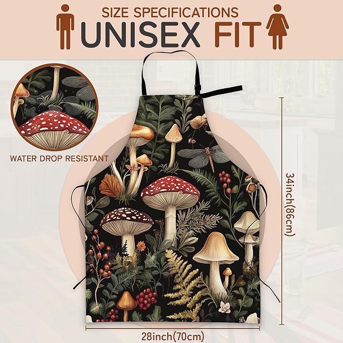 Cooking Aprons for Men and Women,Adjustable Bib Chef Apron with 2 Pockets, Soft and Durability Kitchen Apron