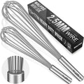 Walfos Whisks Large Whisk Set of 2, Heavy Duty Stainless Steel Wire Whisk Ideal For Beating Eggs, Mixing Batter & Blending Sauces.（13in+17in)