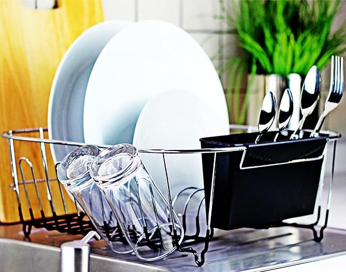 Neat-O Deluxe Chrome-Plated Steel Small Dish Drainers (Black)
