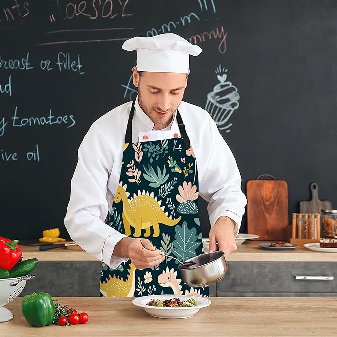 Kitchen Apron with Pocket,Waterproof Adjustable Neck and Long Ties, Cooking Baking Gardening Painting Apron for Women