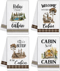 pinata Cabin Decor, Log Cabin Kitchen Towels Set of 4, Rustic Farmhouse Dishes Hand Towels for Home Kitchen Housewarming Gifts