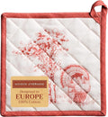 Maison d' Hermine Pot Holders 100% Cotton Heat Resistant Potholders 8" x 8" Hot Pads with Loop for Thanksgiving Christmas Decorations BBQ Cooking Baking Handling Hot Pans (Pack of 1, Holy Jouy - Red)