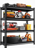 48''W Utility Garage Shelves: 2,000Lbs Heavy Duty Steel Metal Adjustable Shelving Storage Industrial Rack Units 4 Tier Black 48" W x 16" D x 66" H