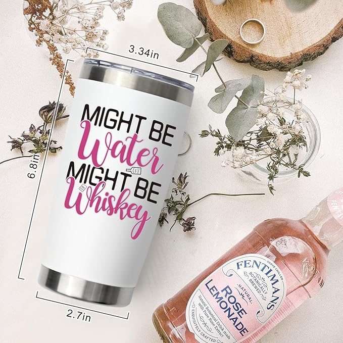 LiqCool Funny Tumblers for Women, 20 Oz Might Be Whiskey Tumbler, Wine Gifts for Women Mom Friend Sister, Funny Whiskey Glass, Wine Gifts for Christmas Birthday Mother's Day