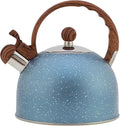Vilihkc Whistling Stainless Steel Tea Kettle with Wood Grain Anti Heat Handle,2.6 Quart/2.5 Liter Stainless Steel Tea Kettles,Loud Whistling for Tea,Coffee,Gas Electric Applicable