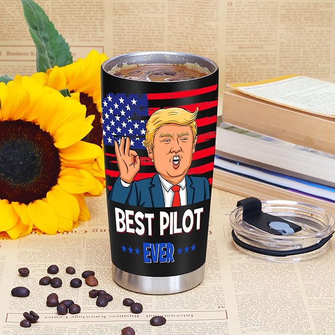 Best Pilot Gifts for Men, Aviation Gifts for Pilots - Aviation Lover Gift, Christmas Birthday Gift for Airplane Pilot Men, 20 OZ Pilot Stainless Steel Insulated Travel Coffee Tumbler Cup