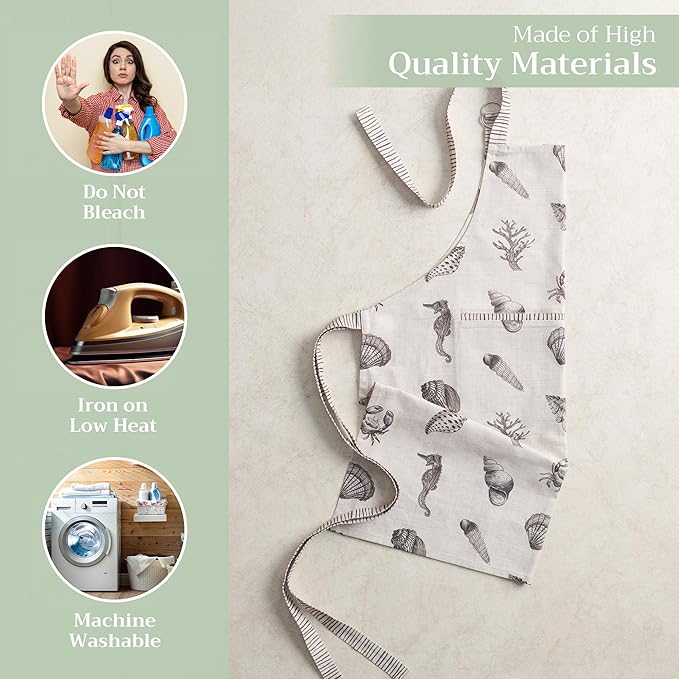 Maison d' Hermine 100% Cotton Apron for women with Pocket Kitchen Chef Apron for Men Cooking Gardening Server Waitress