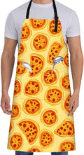 Pizza Slice Apron for Women,28x33in, Food Kitchen Yellow Aprons with 2 Pockets,Oxford Fabric,Pepperoni Adjustable Apron for Cooking Baking Gardening Chef,Gifts for Mom Wife