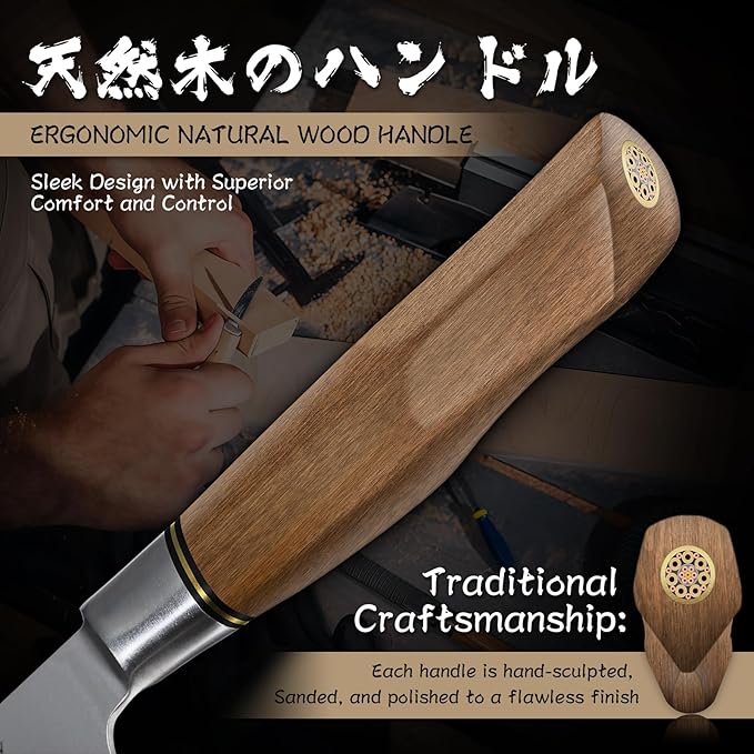 Purple Dragon Chef Knife 7.8 Inch, Ultra Sharp Japanese Kitchen Knife, German Vg10 Steel Meat Cutting Chopping Dicing Vegetables, Ergonomic Wooden Handle - Christmas Gift for Men and Women