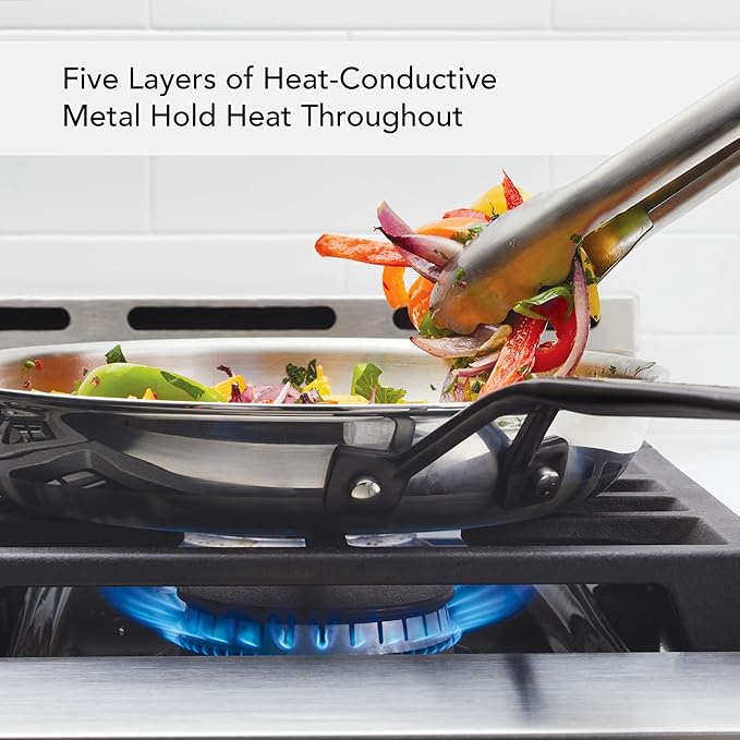 KitchenAid 5-Ply Clad Polished Stainless Steel Frying Pan/Skillet, 10 Inch - Stainless Steel