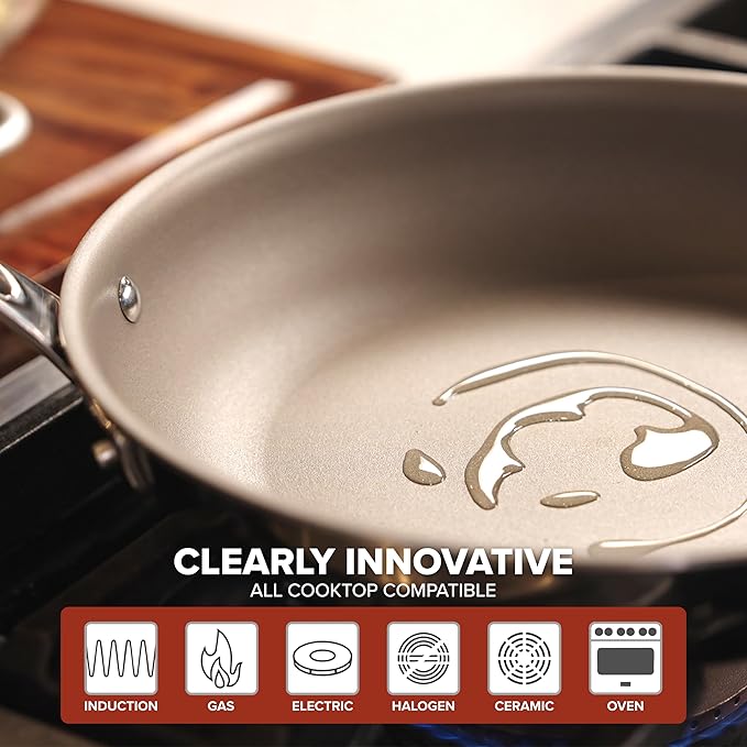 Viking PureGlide Pro 3-Ply Nonstick Frying Pans, Made without PFAS, 2-Piece Induction Fry Pan Set, 9.5 and 11-Inch, Metal Utensil Safe Titanium Nonstick Surface, Oven Safe to 600F