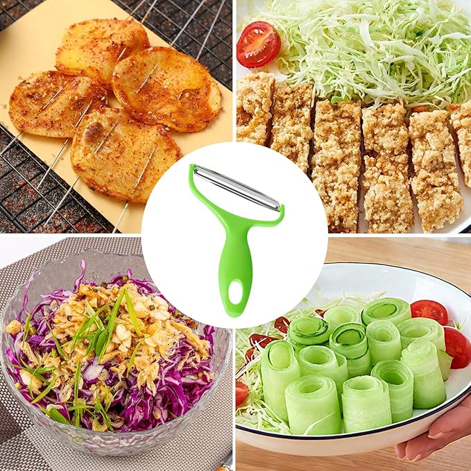 Upgrade 2 pack Veggie cabbage shredder for coleslaw stainless steel cucumber carrot Potato peeler grater slicer,Kitchen gadgets (green)