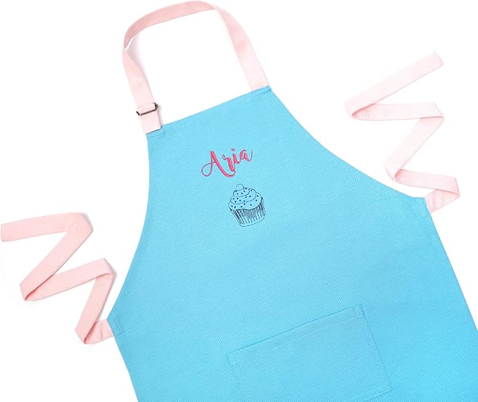 Kids Apron - Embroidered Personalized Cooking Custom Apron with Name, Adjustable, Cotton, with Pockets, for cooking