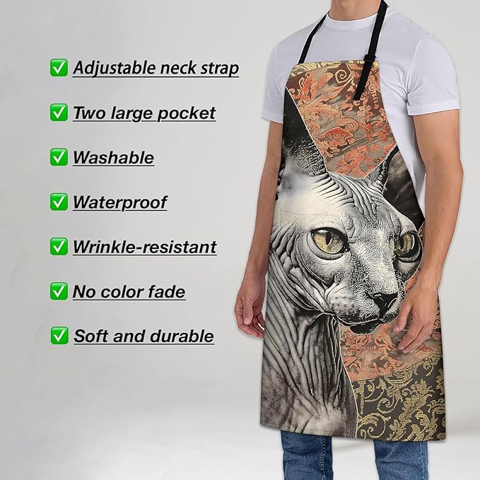 Octopus Apron for Women Men 28x33in, Kitchen Chef Aprons with 2 Pockets, Polyester, Underwater Octopus Apron