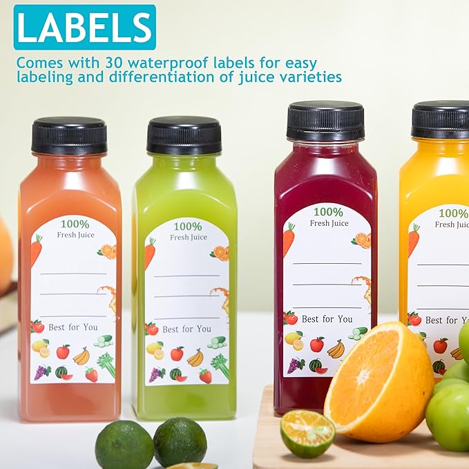 120Pcs 12 Oz Plastic Juice Bottles with Caps,Clear Reusable Water Bottle & Tamper Proof Lids,Juice Containers,Juicing Bottles for Fruit Juice,Smoothies,Coffee - Food Grade & Travel Bottle (120)