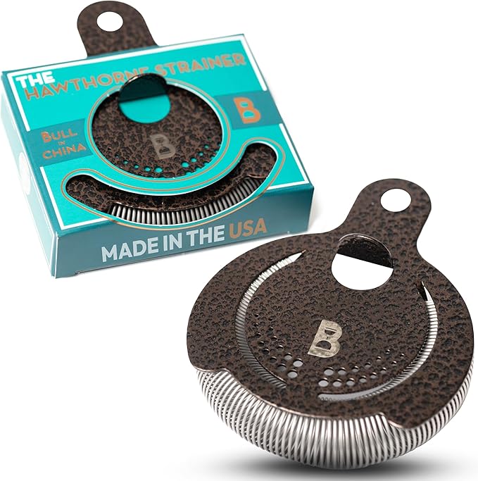 Bull in China Hawthorne Strainer, US Made, Cocktail Strainer, Bar Strainer, Professional Bar Tools, Great For All Cocktail Shakers (Ground Espresso)