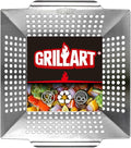 GRILLART Grill Basket Heavy Duty -Large Grill Baskets for Outdoor Grill Vegetables -Stainless Steel Veggie Grilling Basket/Pan - Lasting Grill Vegetable Basket BBQ Grill Accessories, Gifts for Dad Men