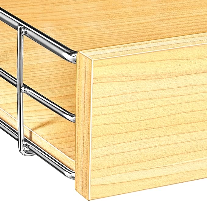 LYNK PROFESSIONAL® SELECT™ Pull Out Cabinet Organizer, 14" x 21" Slide Out Drawers for Kitchen Cabinets - Sliding Pull-Out Pantry Shelves – Home Shelf Organizers - Lifetime Ltd. Warranty, Wood Chrome