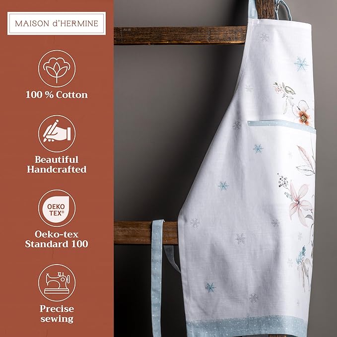 Maison d' Hermine 100% Cotton Apron for women with Pocket Kitchen Chef Apron for Men Cooking Gardening Server Waitress
