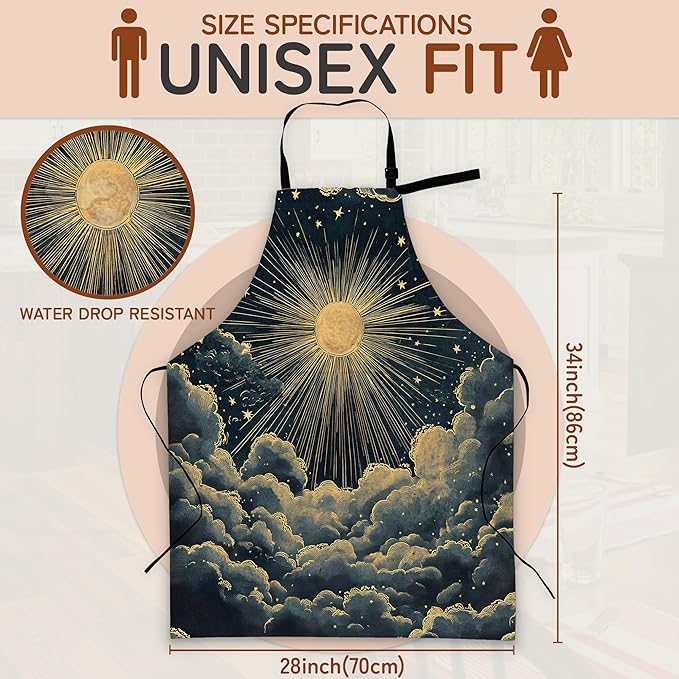 Apron with Pockets for Women, Adjustable Kitchen Cooking BBQ Chef Apron, Gifts for Mom Birthday, or Holidays