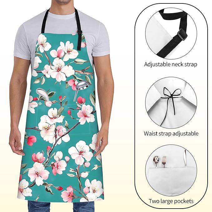 Fun Space Adventure Apron for Women with Rocket and Planet,28x33in