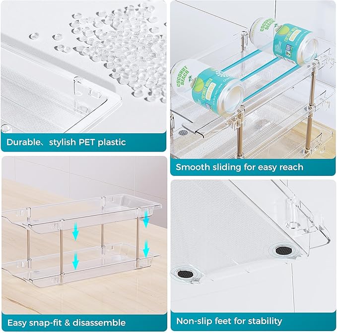 oylik Can Organizer for Pantry, 4 Tiers Can Storage Rack, up to 48 Cans Food Holders for Fridge, Cabinet and Pantry Organization