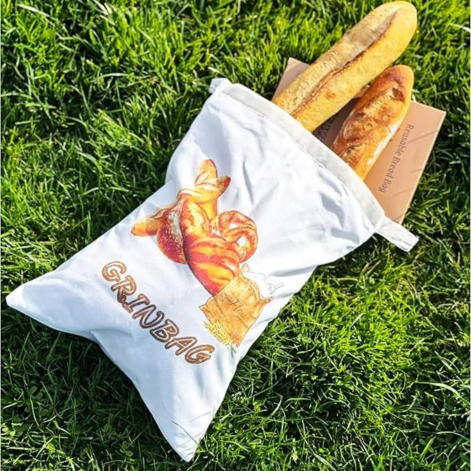 2 Pack Reusable Bread Bag, Sustainable Bread Storage w/Zipper, Freezer Bag, 100% Cotton, Eco-Friendly, Homemade Sourdough Bread Loaf Container, XLarge Reusable Food Storage Box