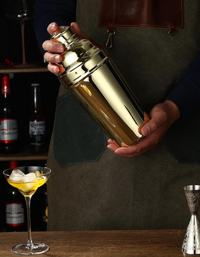 Large Stainless-Steel Cocktail Shaker, 60 oz (Gold Plated)