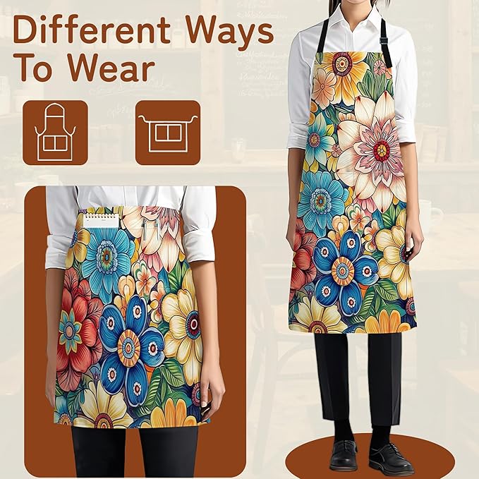Cooking Aprons for Men and Women,Adjustable Bib Chef Apron with 2 Pockets, Soft and Durability Kitchen Apron