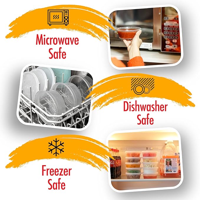 (8oz-Deli Containers with Leakproof Lids-50 Pack BPA-Free Plastic Microwaveable Clear Food Storage Container Premium Heavy-Duty Quality, Freezer & Dishwasher Safe
