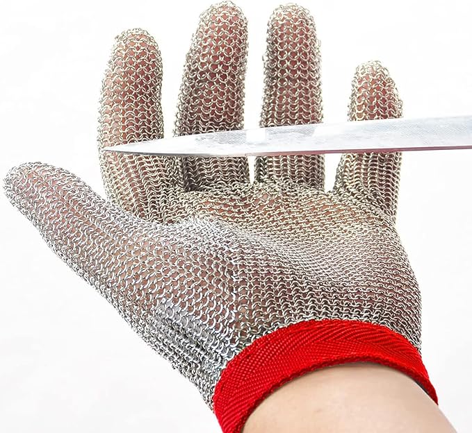 Dowellife Chainmail Glove, Cut Resistant Food Grade, Stainless Steel Mesh Metal Knife Cutting Glove for Butcher, Oyster Shucking Kitchen Mandoline Chef Slicing Fish Fillet (Medium)