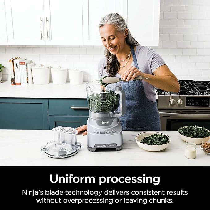 Ninja® Professional XL Food Processor – Powerful 1200-Watt Motor, XL 14-Cup Capacity, Auto-iQ Preset Programs, Precision Blades, Dough Mixer & Slicer, BPA-Free, Dishwasher Safe Parts, Silver/Black