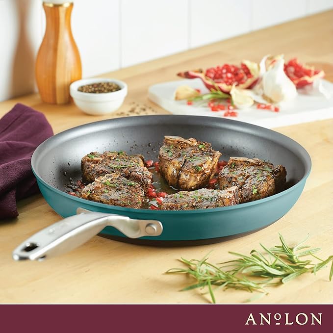 Anolon Achieve Hard Anodized Nonstick Frying Pan/Skillet, 12 Inch, Teal
