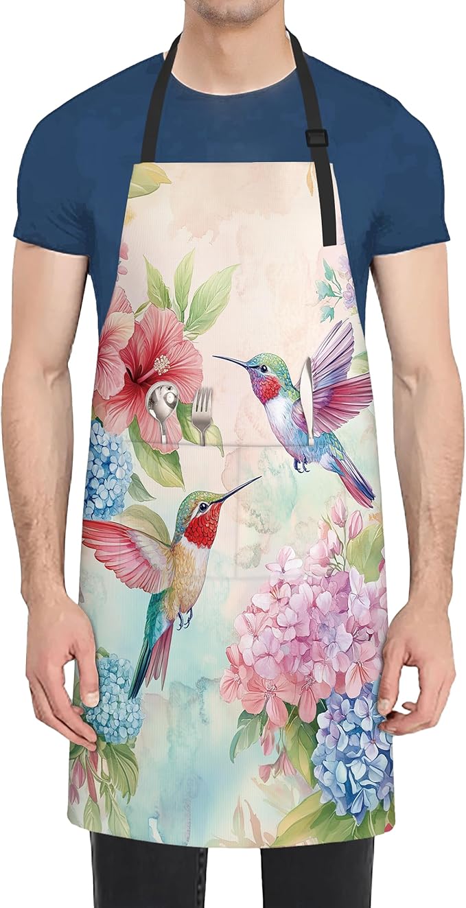 Cooking Aprons for Men and Women,Adjustable Bib Chef Apron with 2 Pockets, Soft and Durability Kitchen Apron