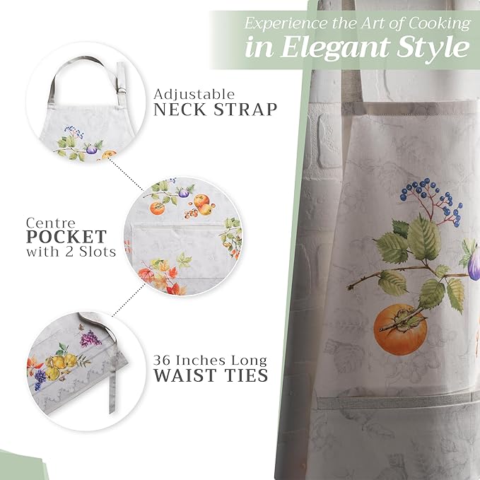 Maison d' Hermine 100% Cotton Apron for women with Pocket Kitchen Chef Apron for Men Cooking Gardening Server Waitress