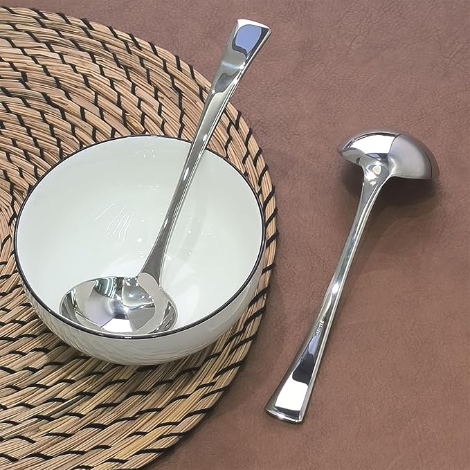 7.7 Inch Small Ladle,Pack of 2,Premium 18/10 Stainless Steel Kitchen Ladle for Soups,dressings,Sauces,Gravy,Stews and More,Silver