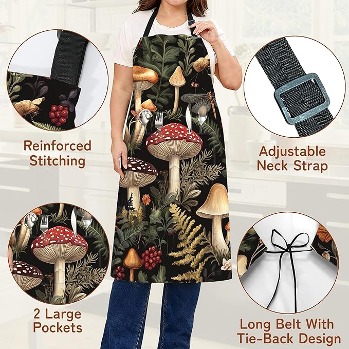 Cooking Aprons for Men and Women,Adjustable Bib Chef Apron with 2 Pockets, Soft and Durability Kitchen Apron