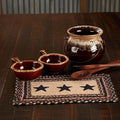 VHC Brands Primitive Colonial Star Table Placemat, Tan Black Red, Jute Blend, Rectangle, 10x15 Inches