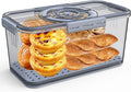 Bread Box with Lid and Handle,New Upgrade Time Recording Bread Storage Container for Kitchen Counter Airtight,Portable Bread Boxes for Homemade Breads, Toast, Bagel, Donut and Cookies(Grey)