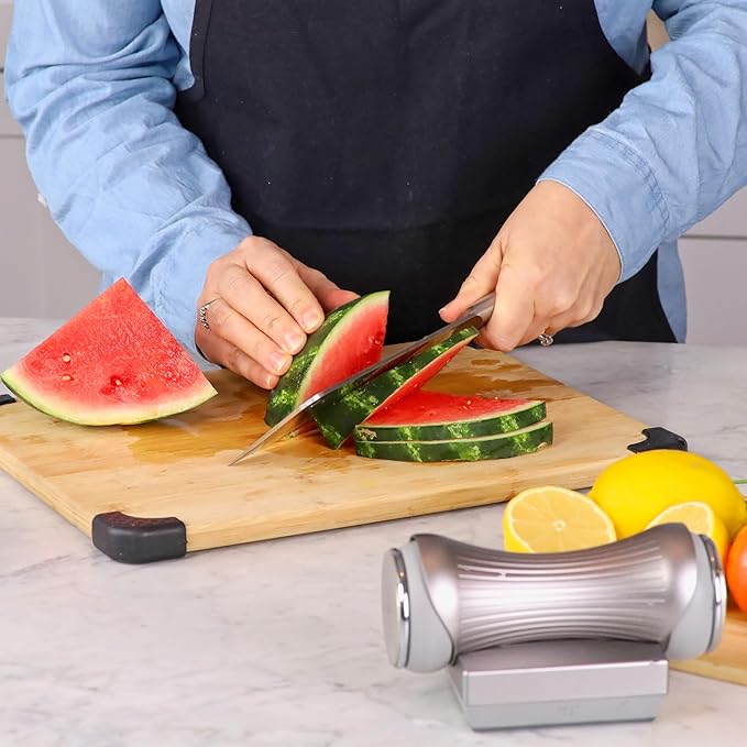 Rolling Knife Sharpener for Kitchen Knives - Sharpening Kit for all Knife Set - 360 & 600 Diamond - 1000 Whetstone & 3000 Ceramic, 4 Angles, CNC Aluminum Alloy Base, Modern Futuristic Aesthetics