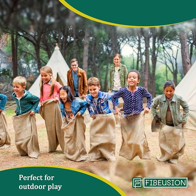 Heavy Duty Reusable Burlap Sacks (Set of 6) – 24" X 40" Perfect Sack Race Bags for Adults and Kids, Outdoor Lawn Games, Vegetable Storage & Gardening - 50lbs Capacity Potato Sacks
