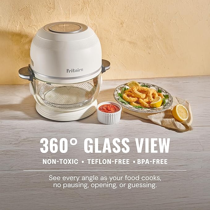 Non Toxic Air Fryer™ - Glass AirFryer 5 Quart w/ 360 Visibility, Self-Cleaning, 400F Vortex Air Fryer for Even Cooking, BPA-Free Teflon Free, 9-in-1 Functions, Rotisserie, Roast, Bake, Mauve Rose